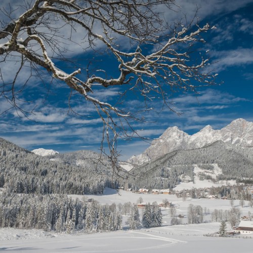 Ausblick auf Ramsau am Dachstein im Winter